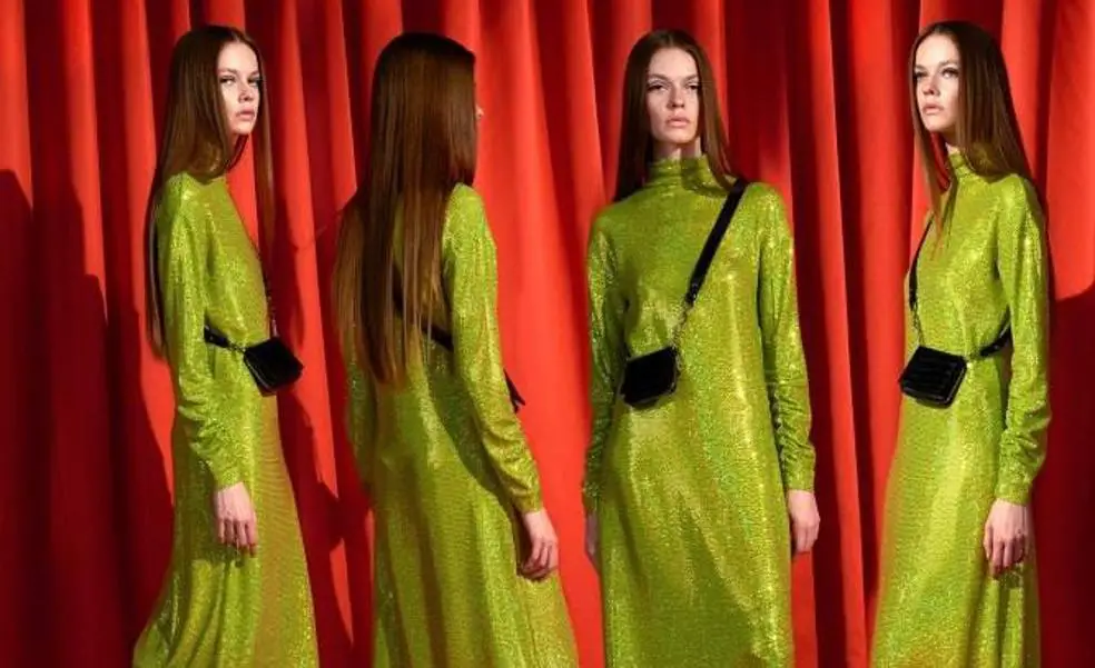 El maxi vestido verde brillante mas original de Sfera en